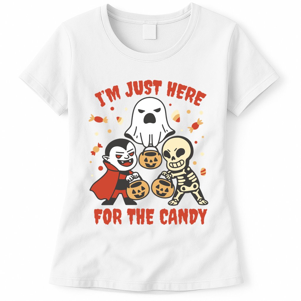 I'm Just Here For The Candy Halloween Costume Funny Womens T-Shirt