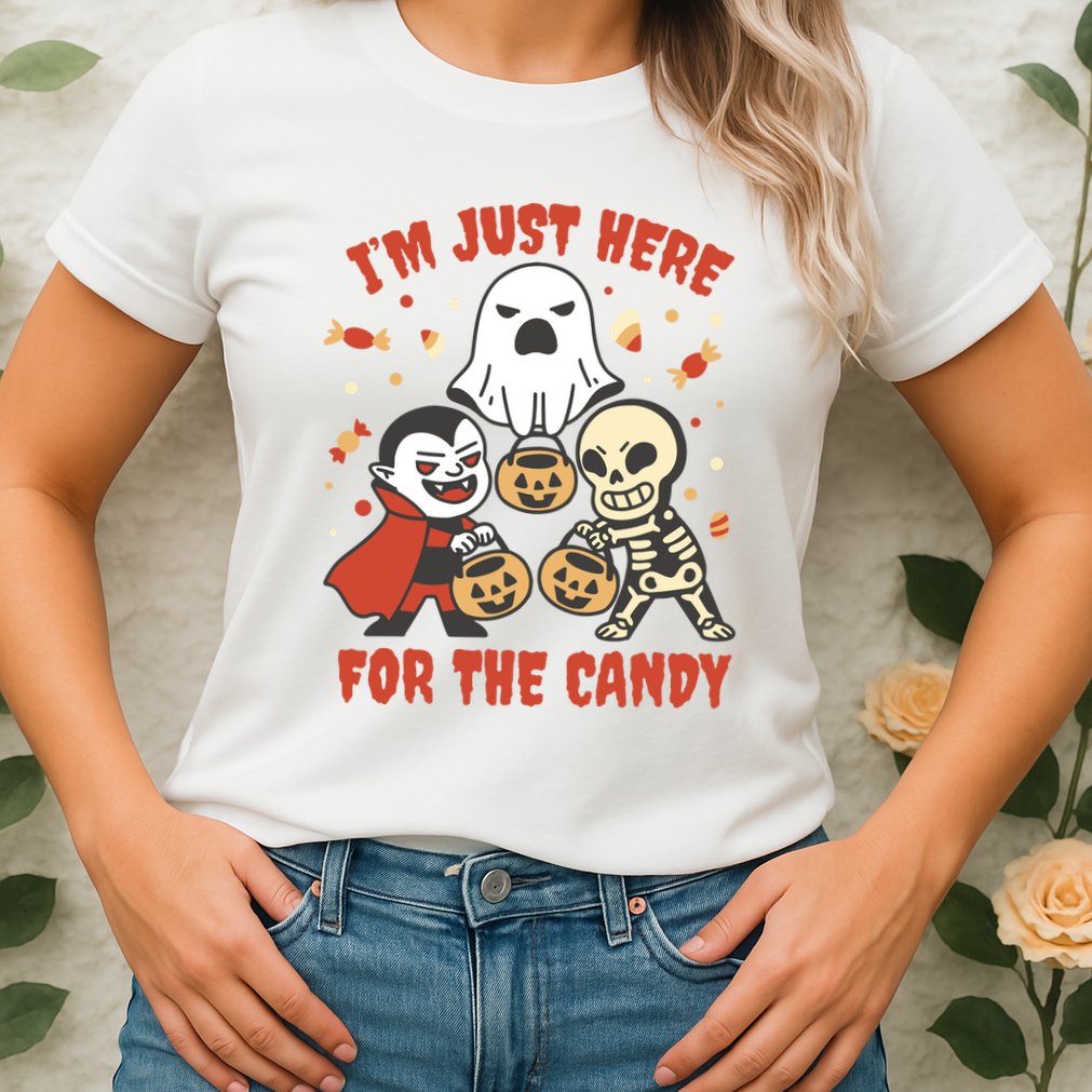 I'm Just Here For The Candy Halloween Costume Funny Womens T-Shirt