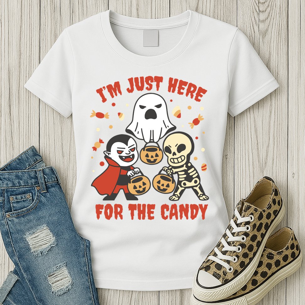 I'm Just Here For The Candy Halloween Costume Funny Womens T-Shirt