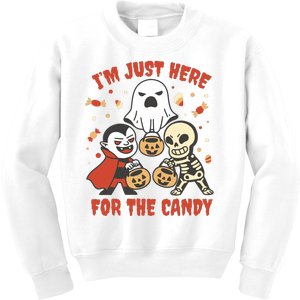 I'm Just Here For The Candy Halloween Costume Funny Kids Sweatshirt