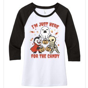 I'm Just Here For The Candy Halloween Costume Funny Women's Tri-Blend 3/4-Sleeve Raglan Shirt