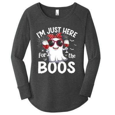 IM Just Here For The Boos Funny Halloween Women Ghost Wine Women's Perfect Tri Tunic Long Sleeve Shirt