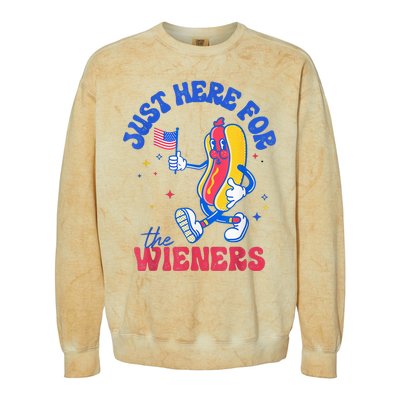 IM Just Here For The Wieners Funny Fourth Of July Hot Dog Colorblast Crewneck Sweatshirt