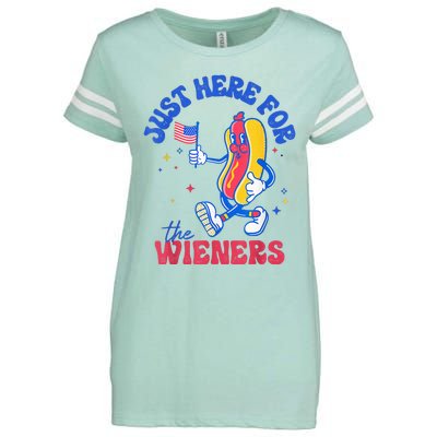 IM Just Here For The Wieners Funny Fourth Of July Hot Dog Enza Ladies Jersey Football T-Shirt