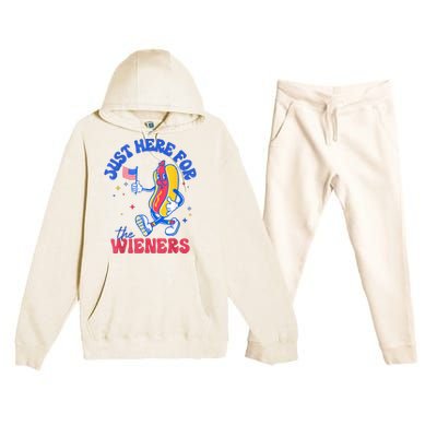 IM Just Here For The Wieners Funny Fourth Of July Hot Dog Premium Hooded Sweatsuit Set