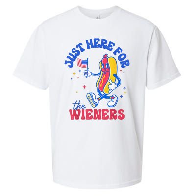 IM Just Here For The Wieners Funny Fourth Of July Hot Dog Sueded Cloud Jersey T-Shirt