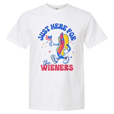 IM Just Here For The Wieners Funny Fourth Of July Hot Dog Garment-Dyed Heavyweight T-Shirt