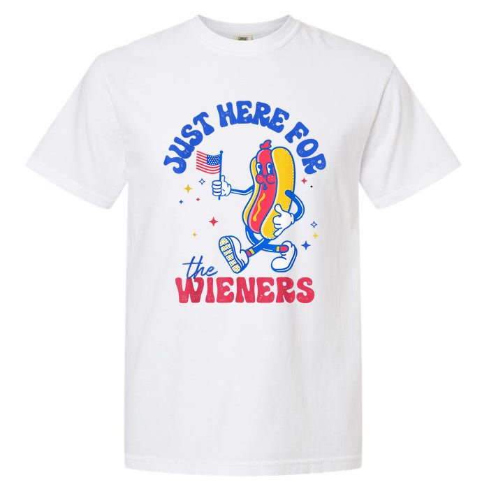 IM Just Here For The Wieners Funny Fourth Of July Hot Dog Garment-Dyed Heavyweight T-Shirt