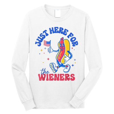 IM Just Here For The Wieners Funny Fourth Of July Hot Dog Long Sleeve Shirt