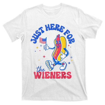 IM Just Here For The Wieners Funny Fourth Of July Hot Dog T-Shirt