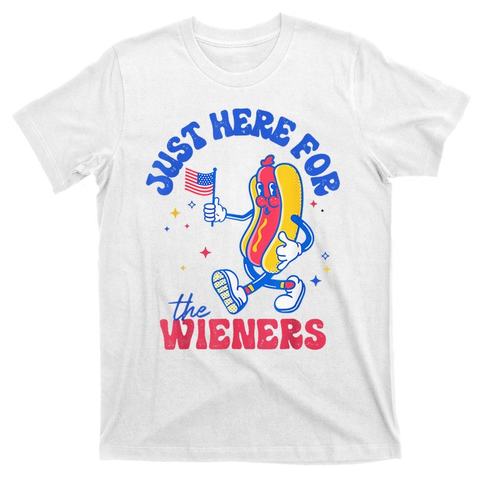 IM Just Here For The Wieners Funny Fourth Of July Hot Dog T-Shirt