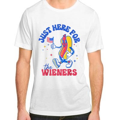 IM Just Here For The Wieners Funny Fourth Of July Hot Dog Adult ChromaSoft Performance T-Shirt