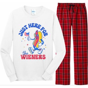 IM Just Here For The Wieners Funny Fourth Of July Hot Dog Long Sleeve Pajama Set