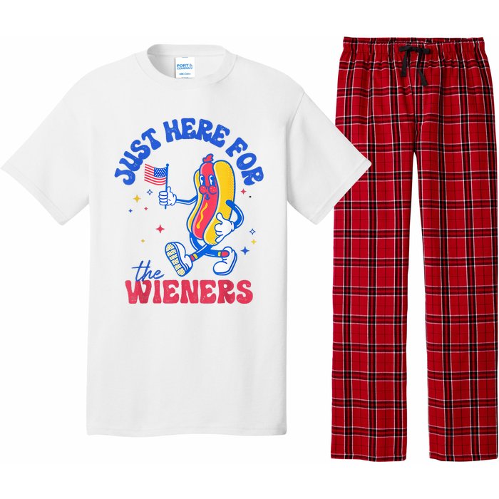 IM Just Here For The Wieners Funny Fourth Of July Hot Dog Pajama Set