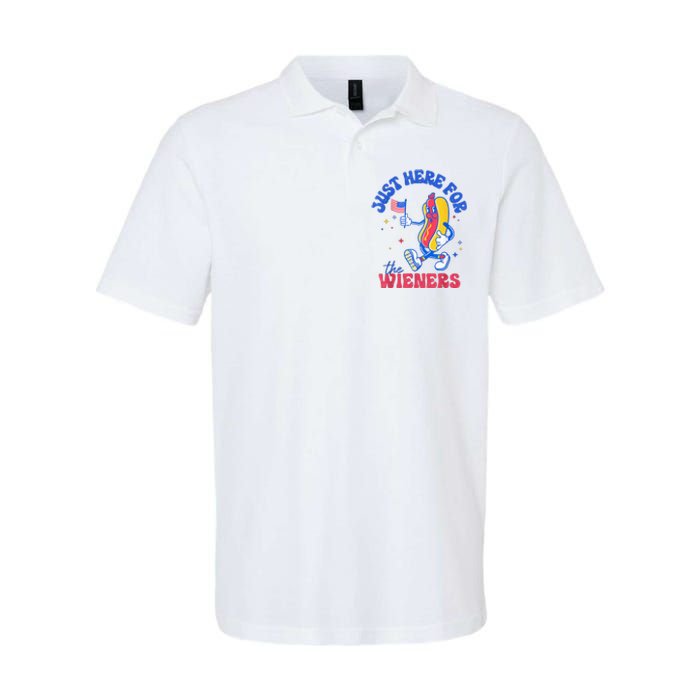 IM Just Here For The Wieners Funny Fourth Of July Hot Dog Softstyle Adult Sport Polo