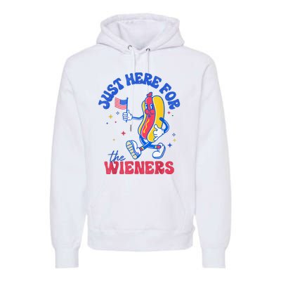 IM Just Here For The Wieners Funny Fourth Of July Hot Dog Premium Hoodie