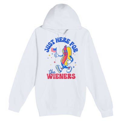 IM Just Here For The Wieners Funny Fourth Of July Hot Dog Premium Pullover Hoodie