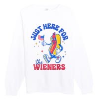 IM Just Here For The Wieners Funny Fourth Of July Hot Dog Premium Crewneck Sweatshirt