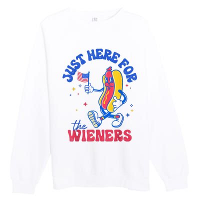 IM Just Here For The Wieners Funny Fourth Of July Hot Dog Premium Crewneck Sweatshirt