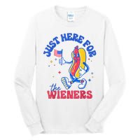 IM Just Here For The Wieners Funny Fourth Of July Hot Dog Tall Long Sleeve T-Shirt