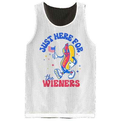 IM Just Here For The Wieners Funny Fourth Of July Hot Dog Mesh Reversible Basketball Jersey Tank