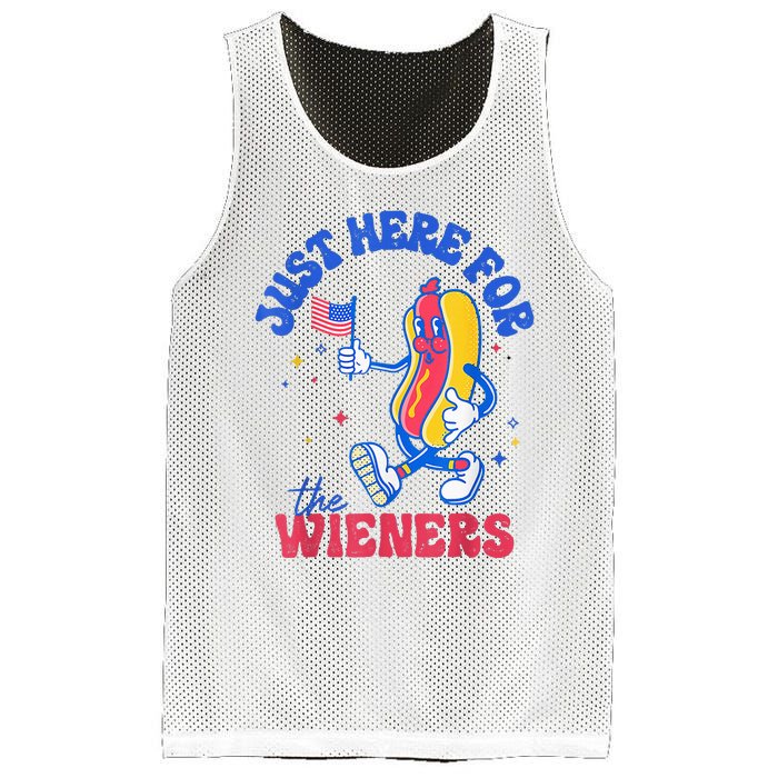 IM Just Here For The Wieners Funny Fourth Of July Hot Dog Mesh Reversible Basketball Jersey Tank