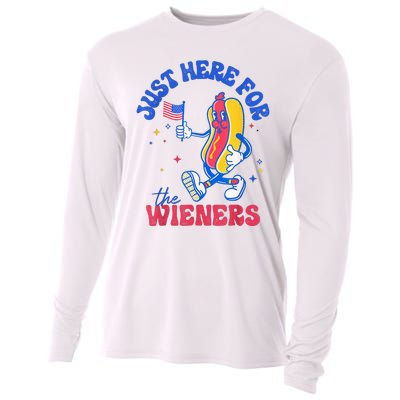 IM Just Here For The Wieners Funny Fourth Of July Hot Dog Cooling Performance Long Sleeve Crew