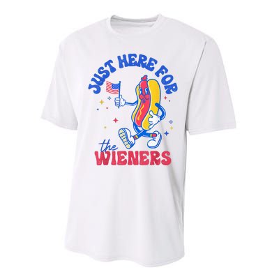 IM Just Here For The Wieners Funny Fourth Of July Hot Dog Performance Sprint T-Shirt