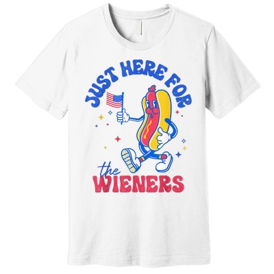 IM Just Here For The Wieners Funny Fourth Of July Hot Dog Premium T-Shirt