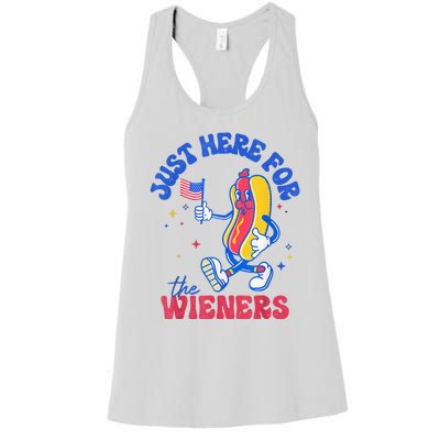 IM Just Here For The Wieners Funny Fourth Of July Hot Dog Women's Racerback Tank