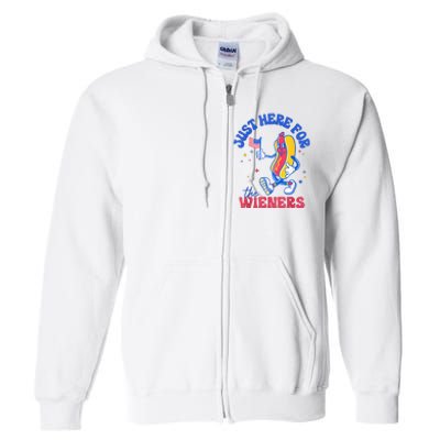 IM Just Here For The Wieners Funny Fourth Of July Hot Dog Full Zip Hoodie