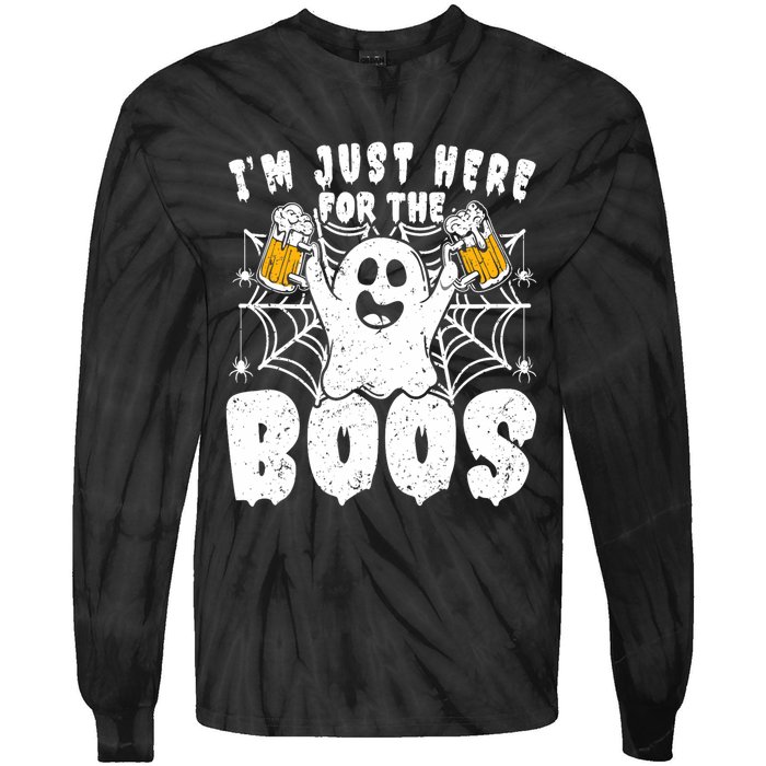 IM Just Here For The Boos Funny Halloween Tie-Dye Long Sleeve Shirt