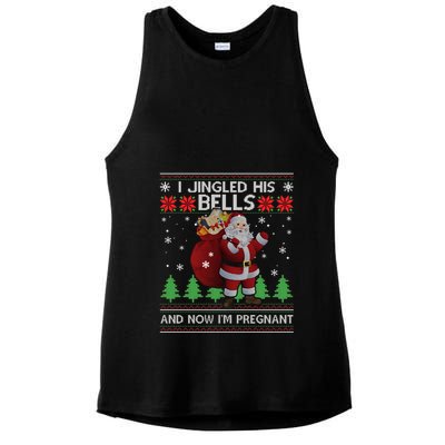 I Jingled His Bells IM Pregnant Ugly Xmas Sweater Funny Ladies PosiCharge Tri-Blend Wicking Tank