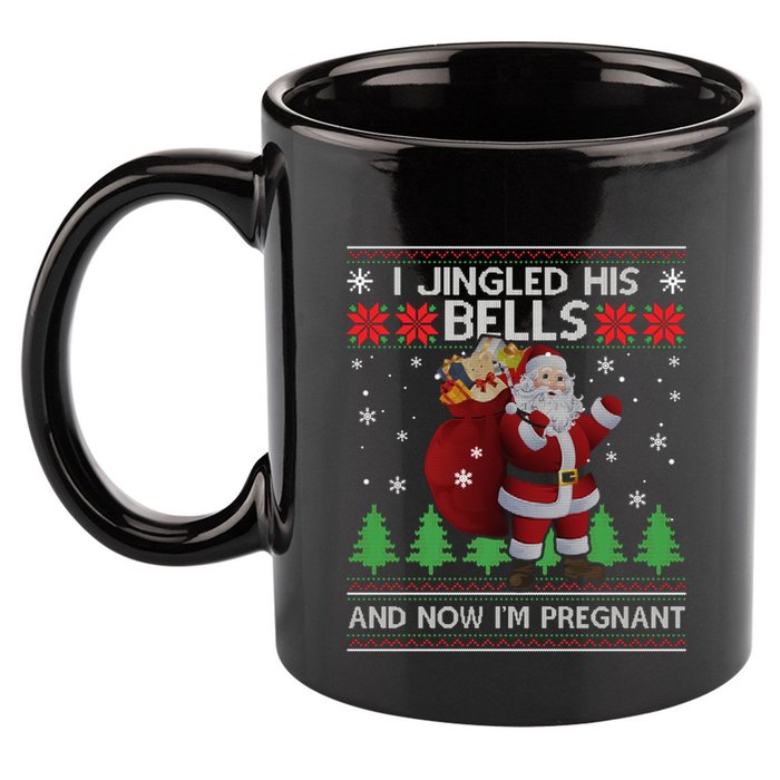 I Jingled His Bells IM Pregnant Ugly Xmas Sweater Funny 11oz C Handle Ceramic Mug