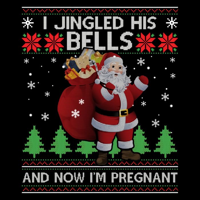 I Jingled His Bells IM Pregnant Ugly Xmas Sweater Funny 16 in Basic Backpack