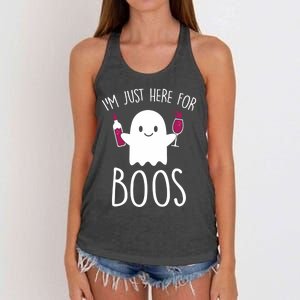 IM Just Here For Boos Funny Halloween Drinking Women's Knotted Racerback Tank