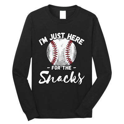 I'm Just Here For The Snacks Funny Baseball League Long Sleeve Shirt