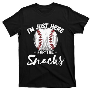 I'm Just Here For The Snacks Funny Baseball League T-Shirt