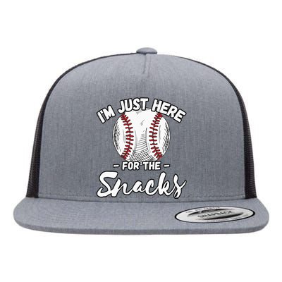 I'm Just Here For The Snacks Funny Baseball League Flat Bill Trucker Hat