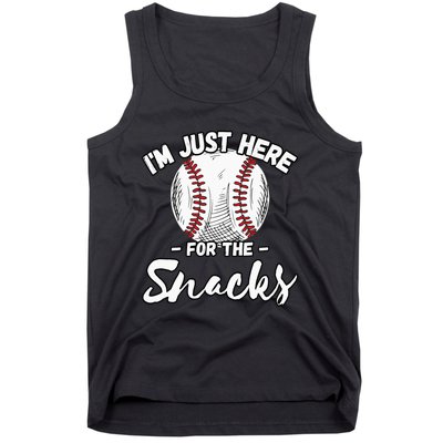 I'm Just Here For The Snacks Funny Baseball League Tank Top