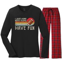 I Just Hope Both Teams Have Fun Funny Football Women's Long Sleeve Flannel Pajama Set 