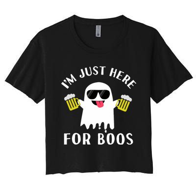 IM Just Here For Boos Funny Beer Halloween Women's Crop Top Tee