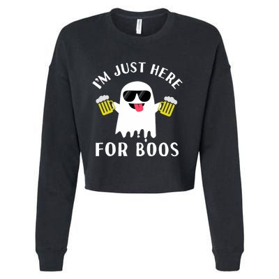 IM Just Here For Boos Funny Beer Halloween Cropped Pullover Crew