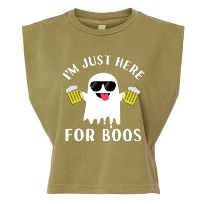 IM Just Here For Boos Funny Beer Halloween Garment-Dyed Women's Muscle Tee