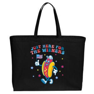 IM Just Here For The Wieners Funny 4th Of July Cotton Canvas Jumbo Tote