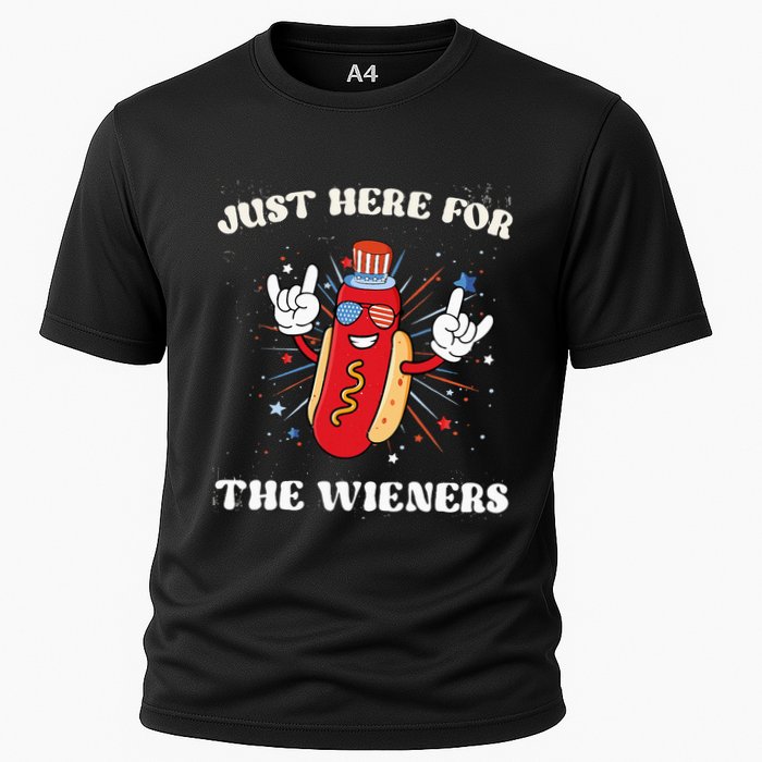 IM Just Here For The Wieners Fourth Of July Hot Dog Cooling Performance Crew T-Shirt