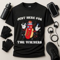 IM Just Here For The Wieners Fourth Of July Hot Dog Cooling Performance Crew T-Shirt