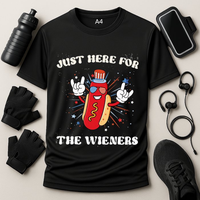 IM Just Here For The Wieners Fourth Of July Hot Dog Cooling Performance Crew T-Shirt