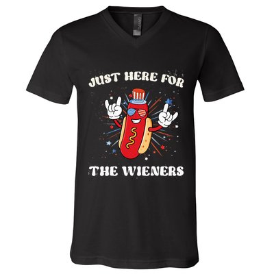 IM Just Here For The Wieners Fourth Of July Hot Dog V-Neck T-Shirt