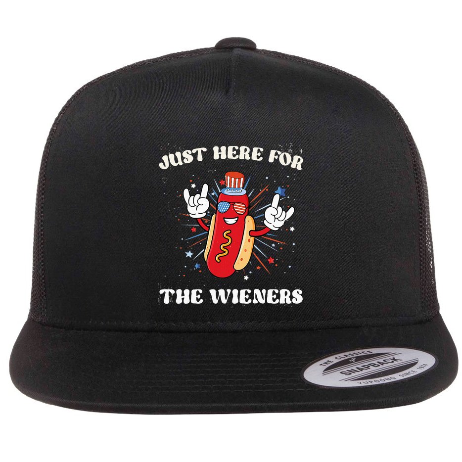 IM Just Here For The Wieners Fourth Of July Hot Dog Flat Bill Trucker Hat